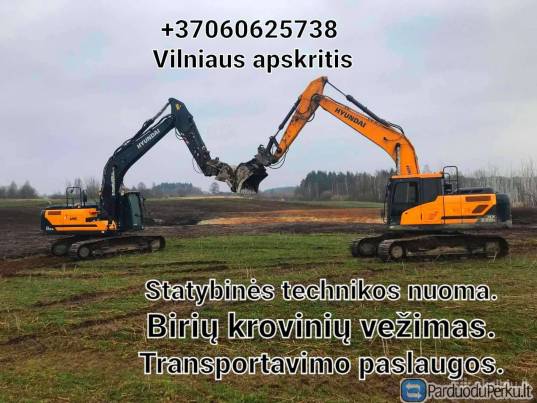 Ekskavatoriaus nuoma, kasimo darbai, planiravimo darbai