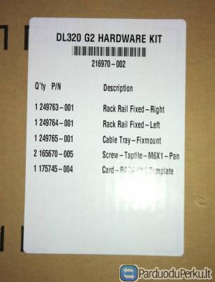 HP rail kit DL320 G2 with arm.