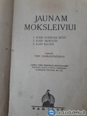 Knyga V.Kamantausko"Jaunam moksleiviui"