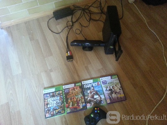 Parduodu Xbox360 + kinect + 4 žaidimai