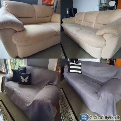 Trivietė sofa-lova ir dvivietis fotelis