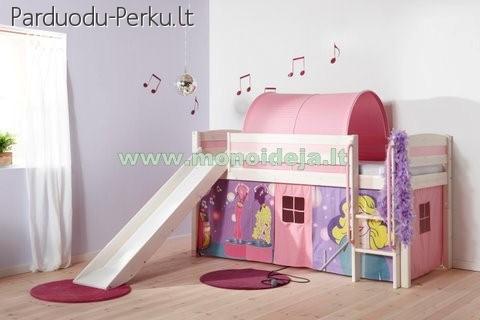 Pusaukštės lovos su čiuožykla