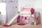 Pusaukštės lovos su čiuožykla