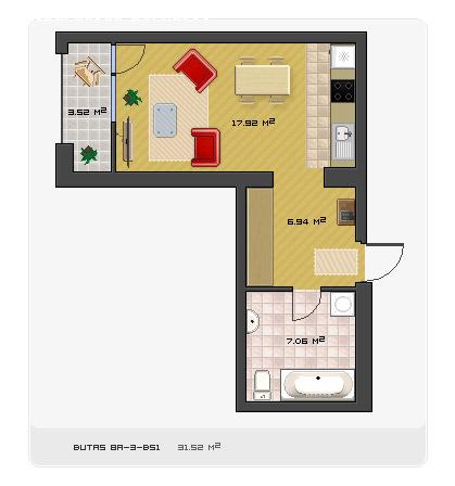 parduodamas 1 kambario butas