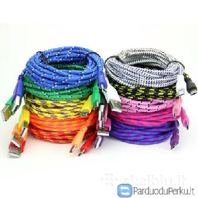 3 metrų ilgio mobiliojo telefono pakrovėjo laidas