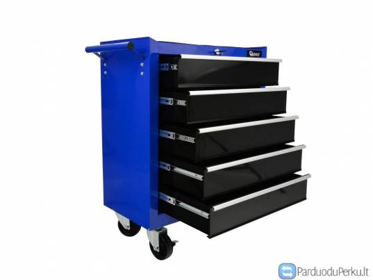 5 stalčių vežimėlis su ratukais