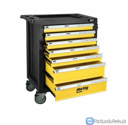 7 stalčių vežimėlis įrankiams