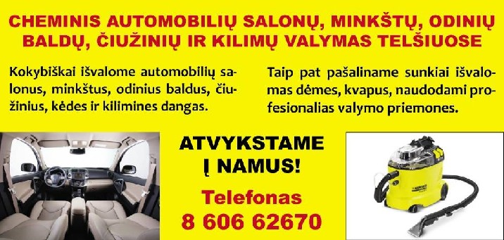 AKCIJA ! Cheminis automobiliu salonu valymas