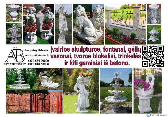 Aplinkos dekoravimas. Sodo dizainas. Betono gaminiai.