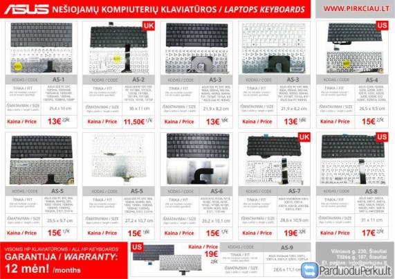 ASUS nešiojamo kompiuterio klaviatūros, keitimas, remontas PIGIAI