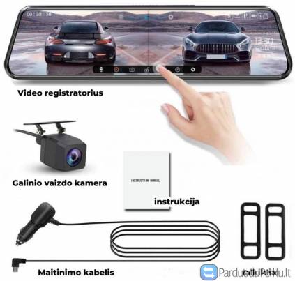 Aukštos raiškos vaizdo registratorius veidrodėlyje