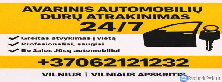 Avarinis Automobilių Durų Atrakinimas 24/7