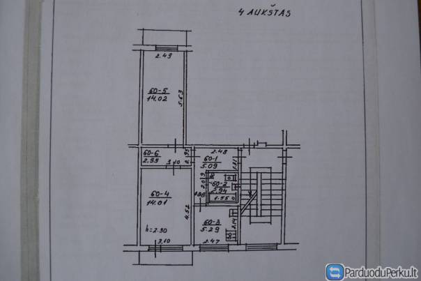 Be tarpininku dviejų kambarių butas 4 aukšte