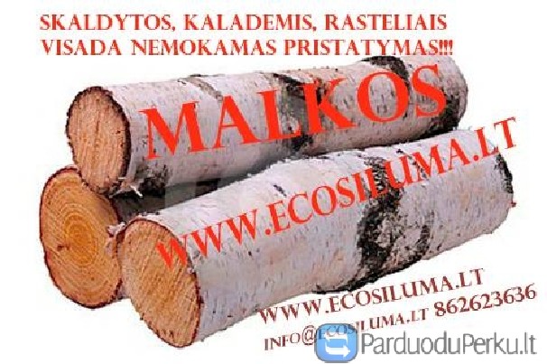 Beržinės malkos (rąsteliais, kaladėmis, skaldytos)