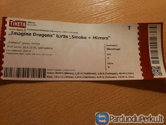 Bilietas į Imagine Dragons koncertą