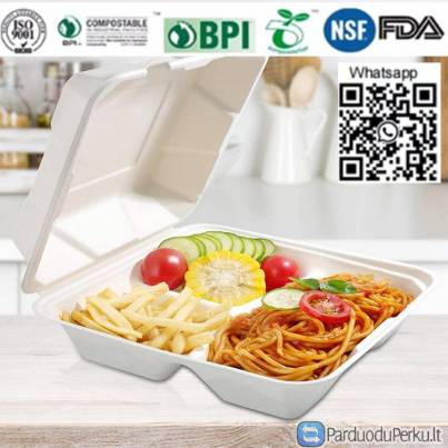 Clamshell box disposable clamshell box bagasse clamshell