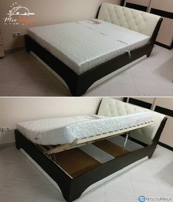 Dvigulė lova su odiniu galvugaliu “Roma”