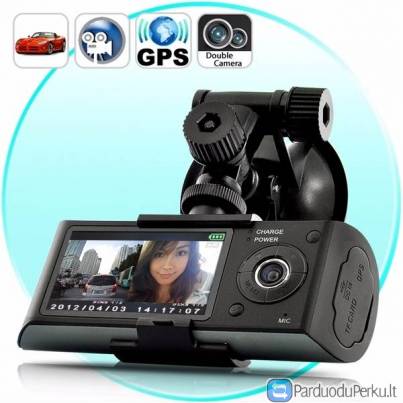 DVR R300 GPS VAIZDO REGISTRATORIUS SU DVIEM KAMEROM