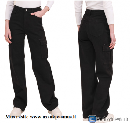 Džinsai juodi, platūs Hello Miss