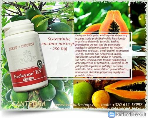 Exclzyme EN 60 tabl, sisteminiai enzimai – maisto papildas Santegra JAV