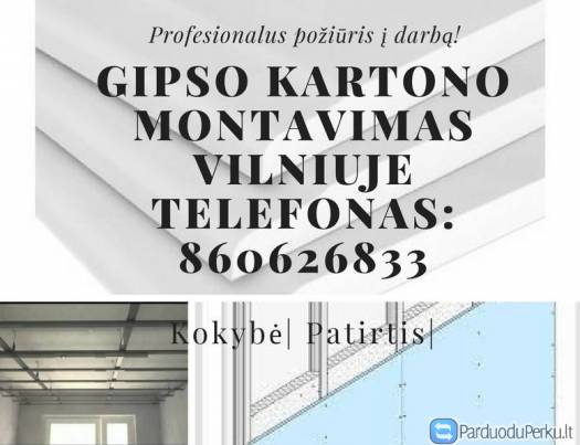 Gipso kartono montavimas Vilniuje