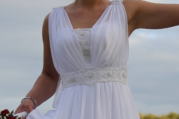 Graikiško stiliaus vestuvinė suknelė+dovanos