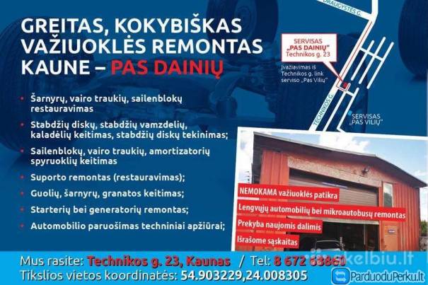 GREITAS KOKYBIŠKAS VAŽIUOKLĖS REMONTAS, KAUNE GERAS PASIRINKIMAS
