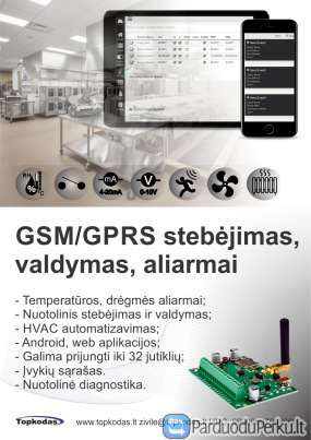 GSM/GPRS stebėjimas, valdymas, aliarmai