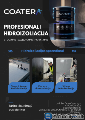 HIDROIZOLIACIJOS SPRENDIMAI STOGAMS, PAMATAMS IR TERASOMS