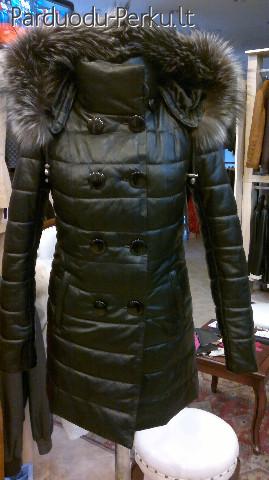 Žieminė odinė striukė moterims.