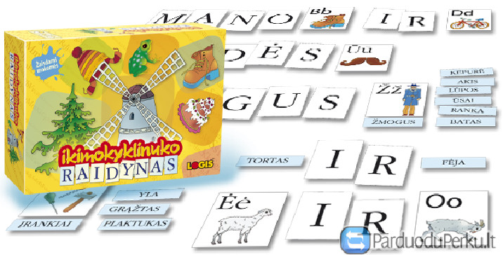 Ikimokyklinuko raidynas, raidės, žodžių sudarymas