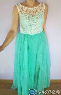 Ilga mėtinės spalvos suknelė