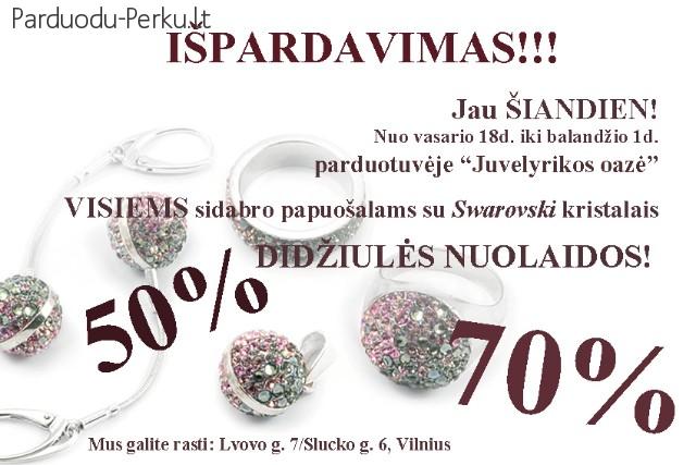 IŠPARDAVIMAS. Sidabro papuošalai su Swarovski kristalais.