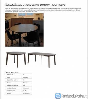 Išskleidžiamas stalas SCANDI 115(160) pilkai rudas