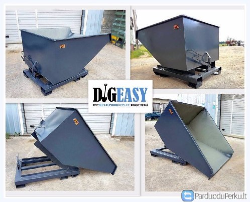 Išverčiamas konteineris kolba pjuvenos atliekos