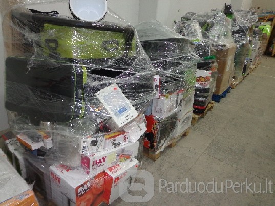 Įvairaus turinio sodo/namų apyvokos prekių paletės