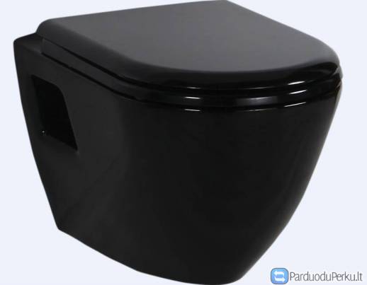 Juodas, pakabinamas klozetas