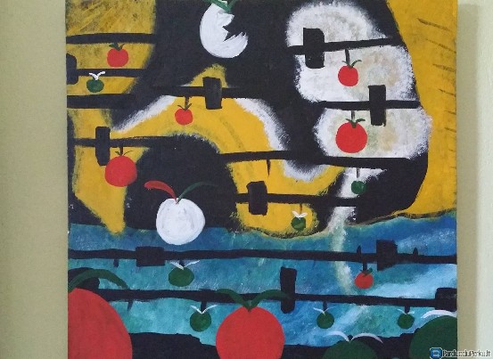 Kabantys obuoliai 80cmx80cm