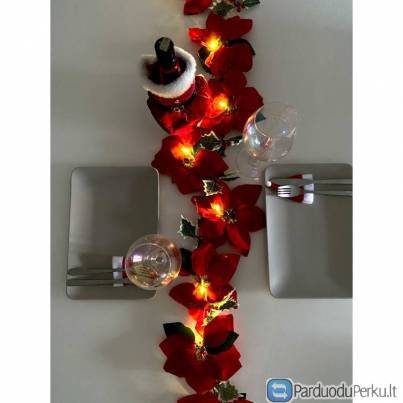 Kalėdinės puansetijos dekoracijos girliandos 2m 10 LED
