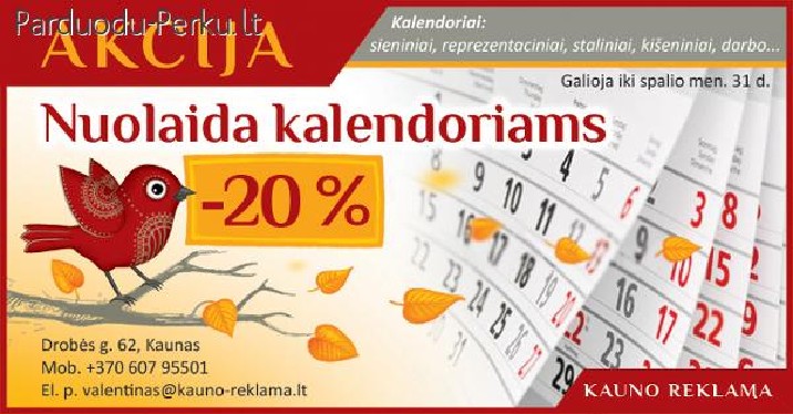 Kalendorių gamyba 2014 - 20%
