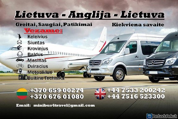 Kiekvieną savaitę vežame keleivius, iš/i Anglija