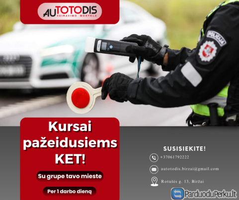 Kursai pažeidusiems KET