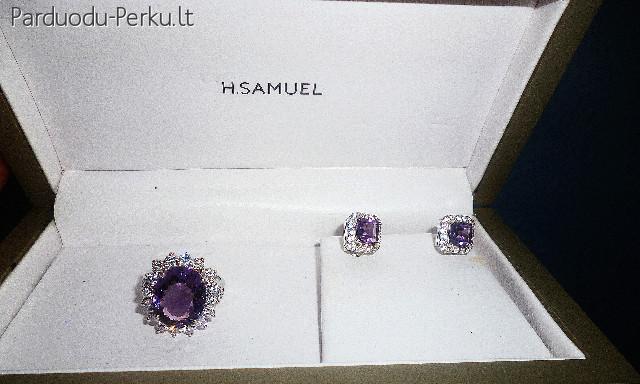 labai grazus sidabro bei ametystu ir baltu topazu rinkinys