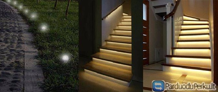 Laiptų, sodo takelių apšvietimas