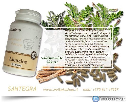 Licorice, saldymedžio šaknis 100 kaps – Santegra JAV