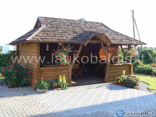 Medinės pavėsinės, lauko baldai, terasos baldai