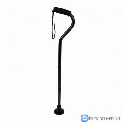 Metalinė lazdelė su dirželiu, minkšta rankena ir plačiu antgaliu.