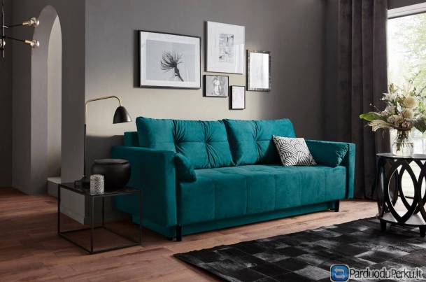 Minkšta sofa – lova Nr145 mėlyna