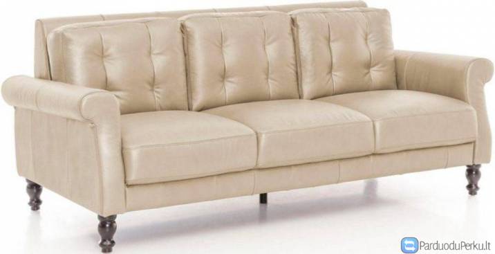 Minkšta sofa Nr128 kreminė naturali oda