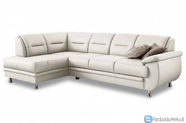 Minkštas kampas L formos Nr102 balta naturali oda